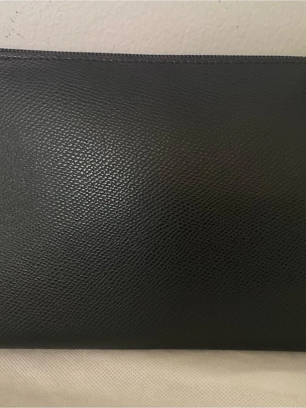 Coach Black Pebble Leather Large Zip Pouch Clutch Purple Graphic EUC